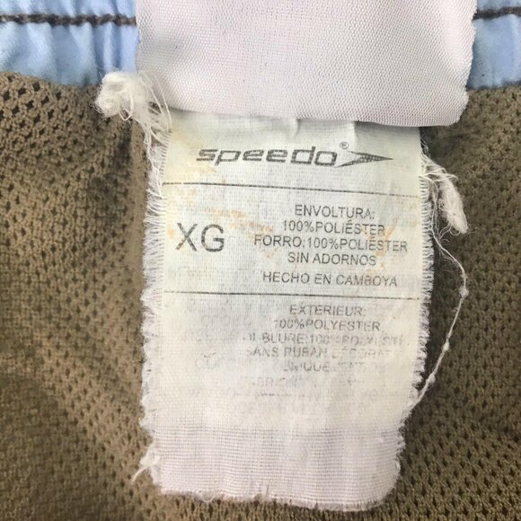 Speedo Mens XL Brown Blue Hawaiian Wave Floral Mesh Lined Swim Trunk Shorts - Picture 7 of 10